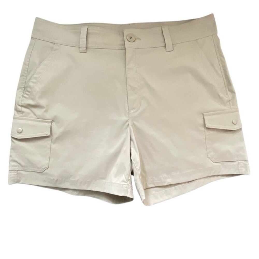 NWOT Eddie Bauer Tan/Khaki Stretch Cargo Hiking/Utility Shorts - Size 14 - Picture 2 of 6